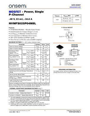 NVMFS025P04M8L 数据手册首页