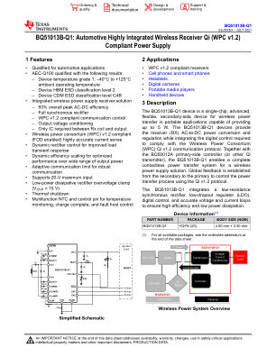 BQ51013B-Q1 datasheet cover page