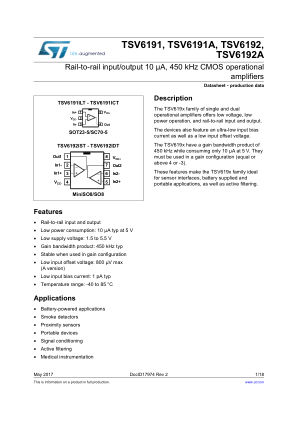 TSV6192 datasheet cover page