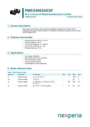 PMEG4002AESFYL 数据手册首页
