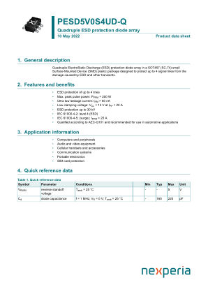PESD5V0S4UD-QX datasheet cover page