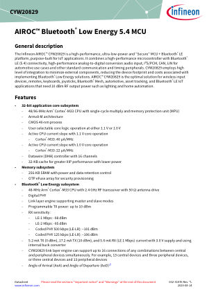 CYW20829B0LKML datasheet cover page