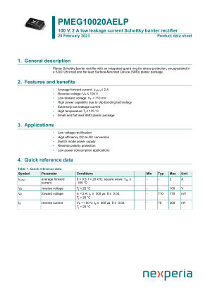 PMEG10020AELP115 datasheet cover page