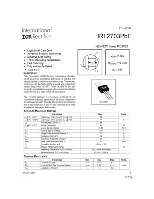 IRL2703 datasheet cover page