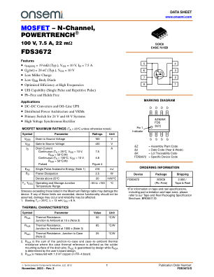 FDS3672 datasheet cover page