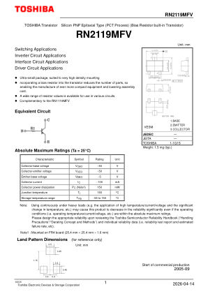 RN2119MFV datasheet cover page