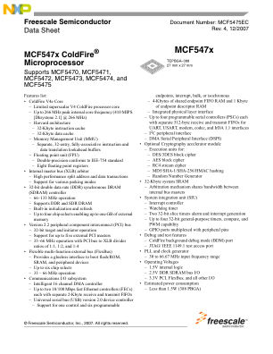 MCF5475EC 数据手册首页