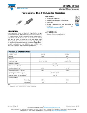 MRS16M25 datasheet cover page