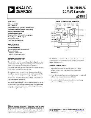 AD9481 datasheet cover page