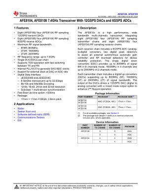 AFE8108 datasheet cover page