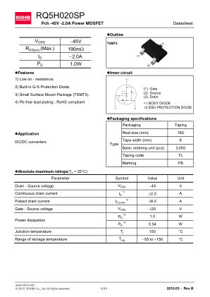 RQ5H020SP datasheet cover page