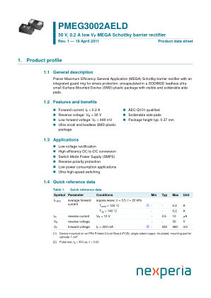 PMEG3002AELD 数据手册首页