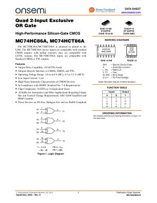 MC74HC86A datasheet cover page