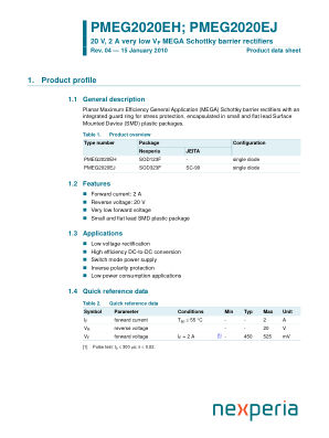 PMEG2020EH datasheet cover page