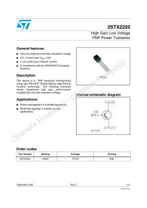 2STX2220 datasheet cover page