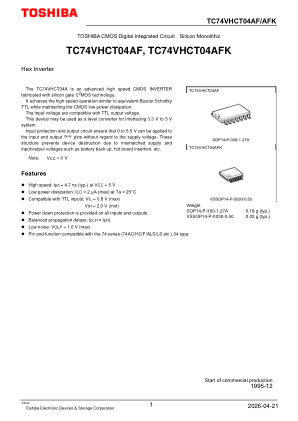TC74VHCT04AF datasheet cover page