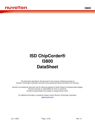 I3800 datasheet cover page