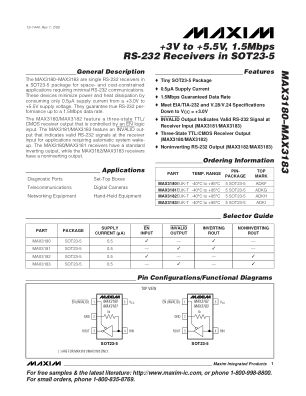 MAX3180 datasheet cover page