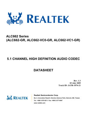 ALC662-GR 数据手册首页