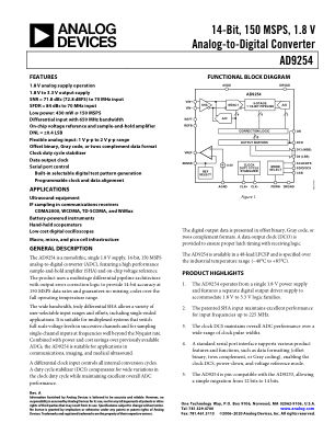 AD9254 数据手册首页