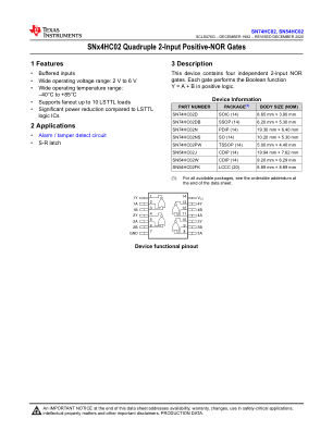 SN74HC02 数据手册首页