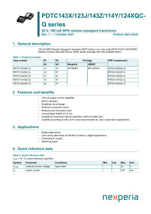 PDTC123JQC-QZ 数据手册首页