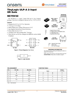 NC7SV32 数据手册首页