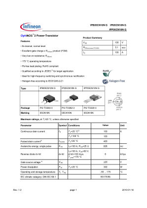 IPP05CN10N-G datasheet cover page