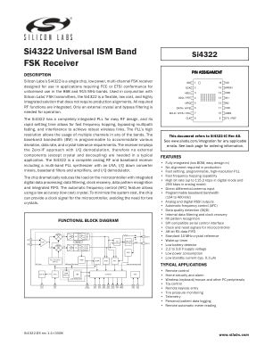 SI4322-A0-FT 数据手册首页