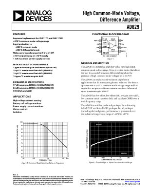 AD629 数据手册首页