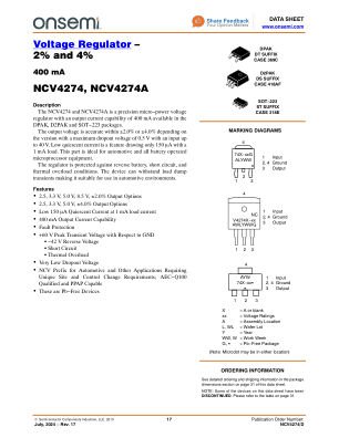 NCV4274 datasheet cover page