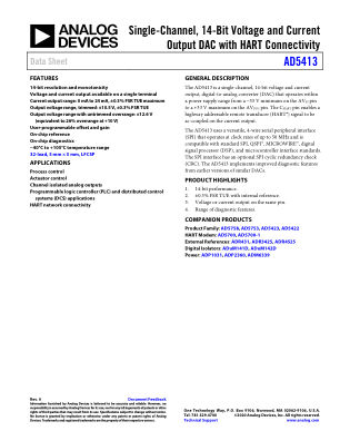 AD5413 datasheet cover page