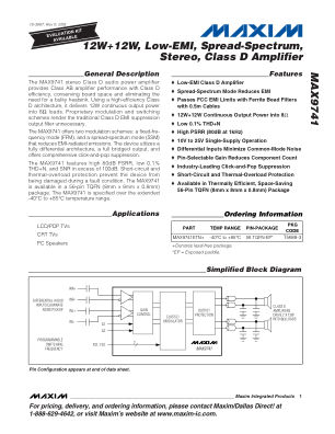 MAX9741 datasheet cover page