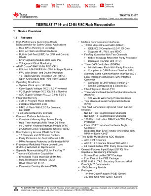 TMS570LS3137 datasheet cover page