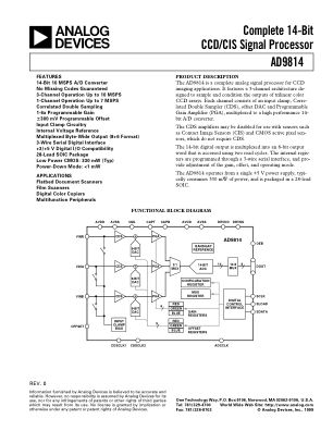 AD9814 datasheet cover page