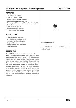 TPS1117LVXX datasheet cover page