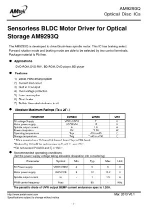 AM9293Q datasheet cover page