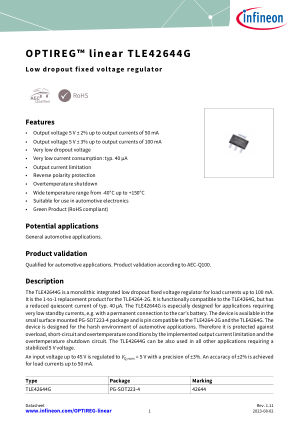 TLE42644G datasheet cover page
