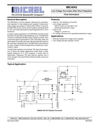MIC4043BM4 datasheet cover page