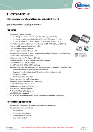 TLE92464EDHP datasheet cover page