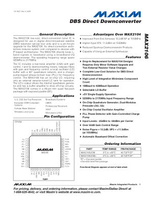 MAX2106 datasheet cover page