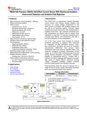 TMCS1148 datasheet cover page