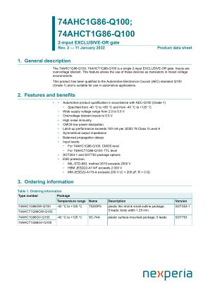 74AHC1G86GV-Q100125 datasheet cover page
