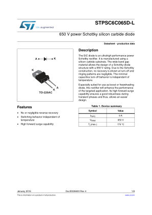 STPSC6C065D-L datasheet cover page