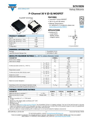 SI7619DN 数据手册首页
