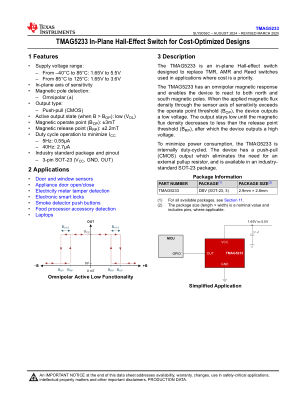 TMAG5233 datasheet cover page