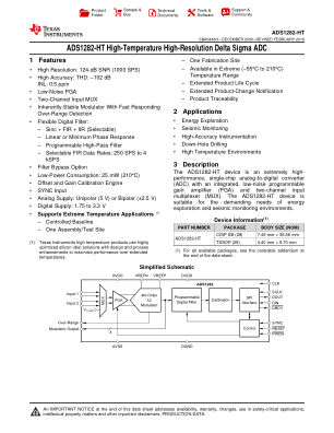 ADS1282-HT 数据手册首页