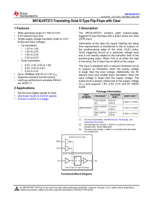SN74LV8T273 datasheet cover page