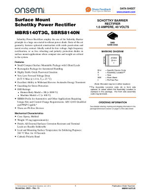 MBRS140T3 datasheet cover page
