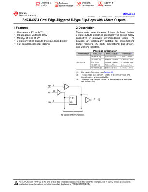 SN74AC534 datasheet cover page